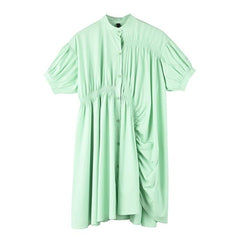 [EAM] Women Orange Pleated Big