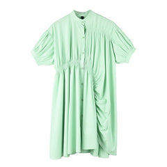 [EAM] Women Orange Pleated Big