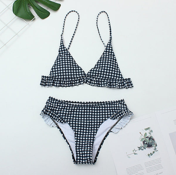 Summer New Plaid Sexy Bikini Set