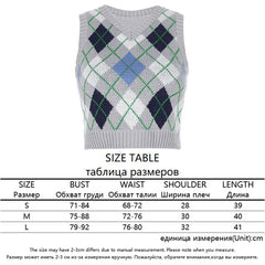 HEYounGIRL V Neck Vintage Argyle